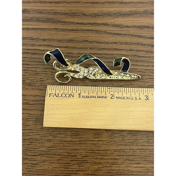 Vintage McRae's Rhinestone Enamel Scissors Pin Brooch Jewelry Hair Stylist - Picture 3 of 5